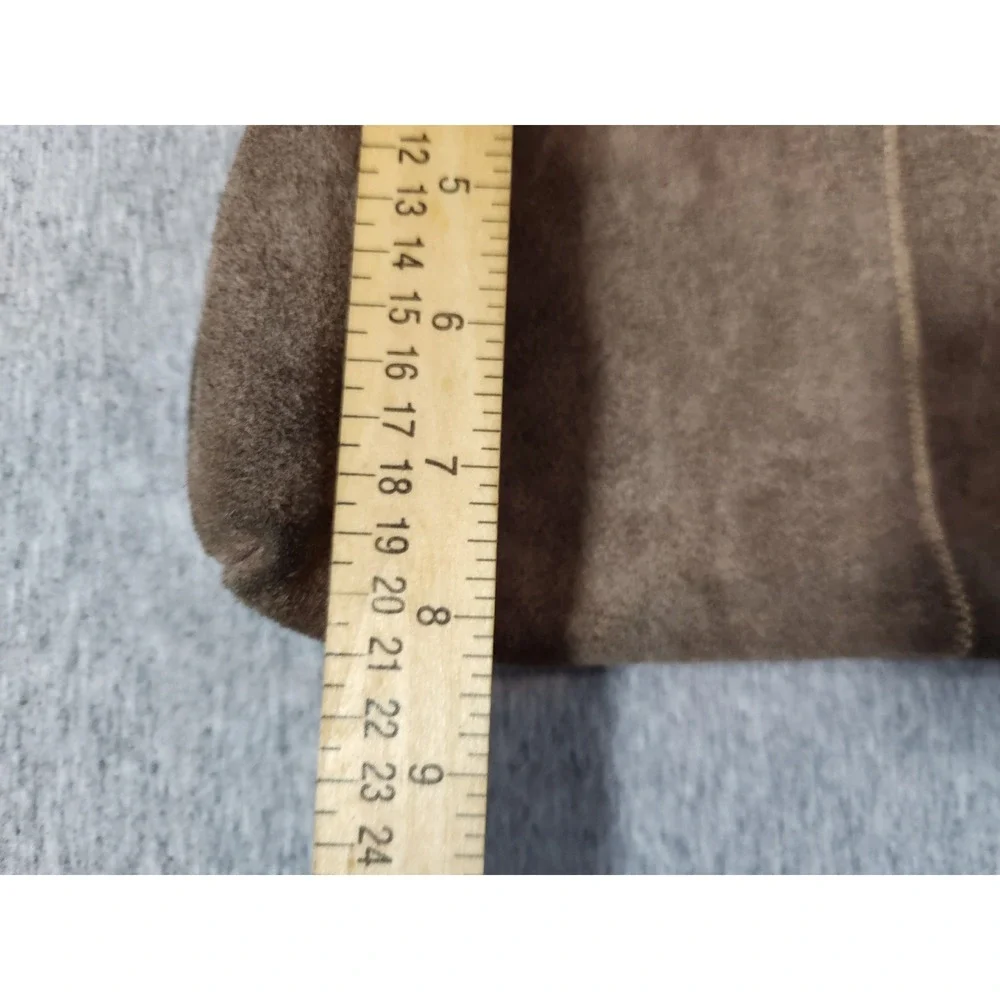 Vintage Suede Wood Frame Clutch Bag Womens Medium Brown Bohemian Made in HK